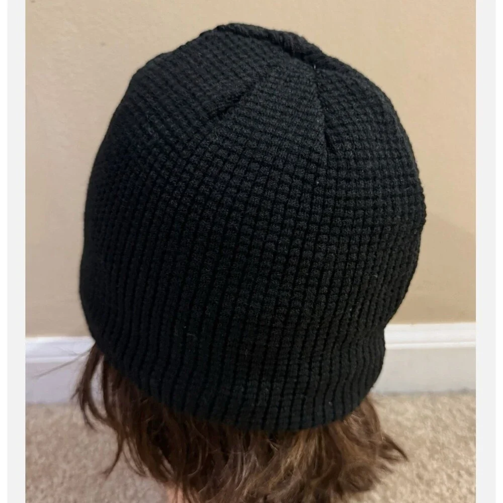Route 66 Sherpa Fleece Lined Beanie Hat Black Waffle Knit Outdoor Skull Cap